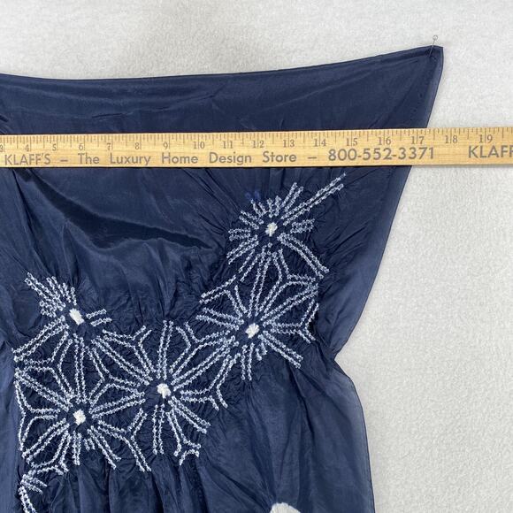 BUSHOAN Scarf OS Silk Pearltone Habotai Water Repellent Tie Dye Floral Blue NEW - Picture 9 of 11